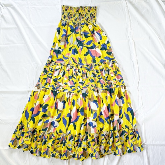 MAAJI Strapless Long Smocked Tiered Maxi Dress Floral Hamilton Bay Print Size M - Picture 15 of 16